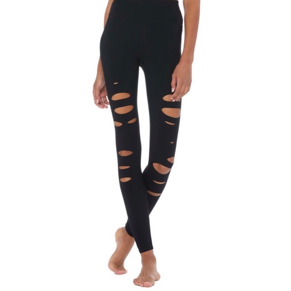 Alo Yoga | High Rise Ripped Warrior Leggings - Picture 2 of 11
